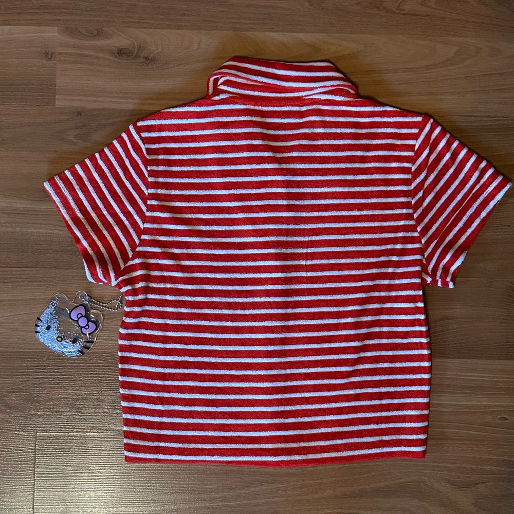 Forever 21 Red and White Striped Hello Kitty Button Down Shirt - Picture 9 of 10